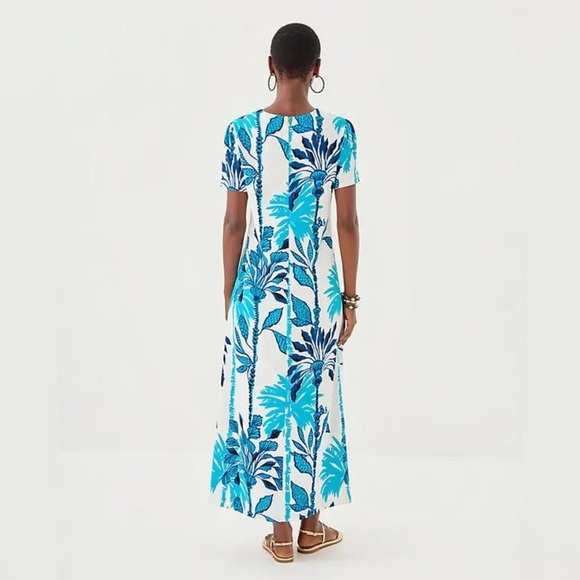 New! Lilly Pulitzer Charlee Blue Floral Maxi Dress Coconut Oversized 🩵 size 00 - Picture 5 of 15